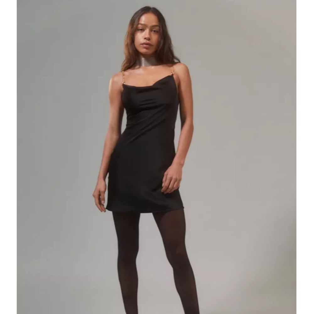 NWT UO little black slip dress with chains